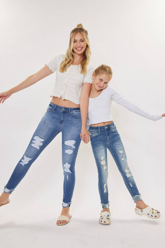 KIDS HIGH RISE ANKLE SKINNY JEAN