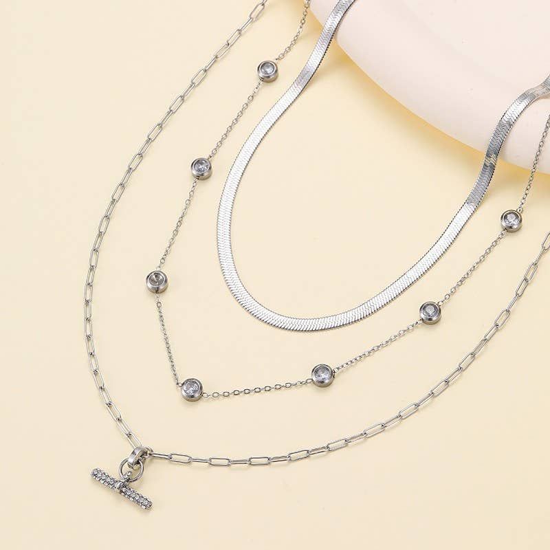 STAINLESS STEEL LAYERED NECKLACE SET