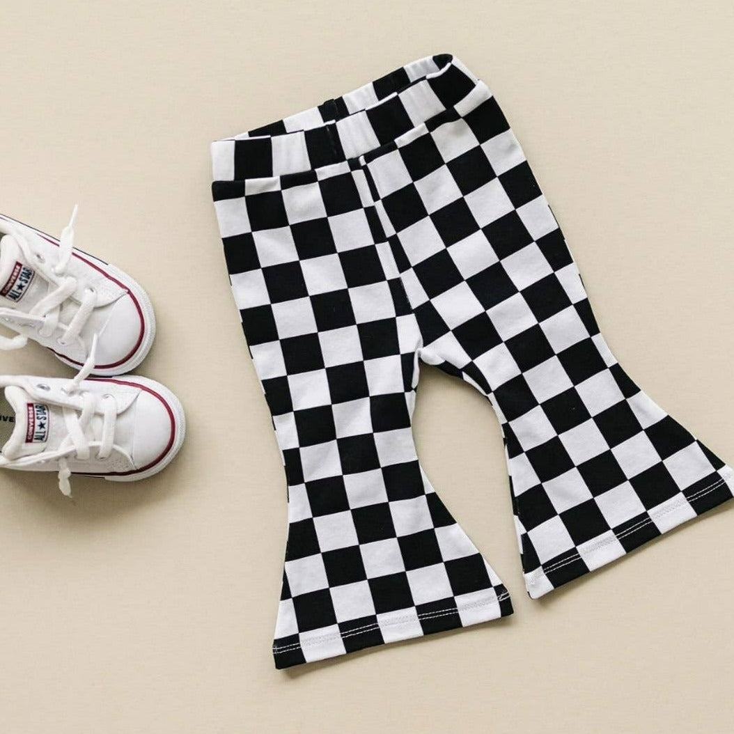 Checkered Flare Pants | Black