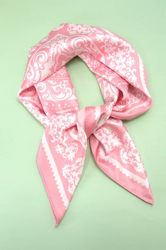PINK SILKY BANDANA SCARF