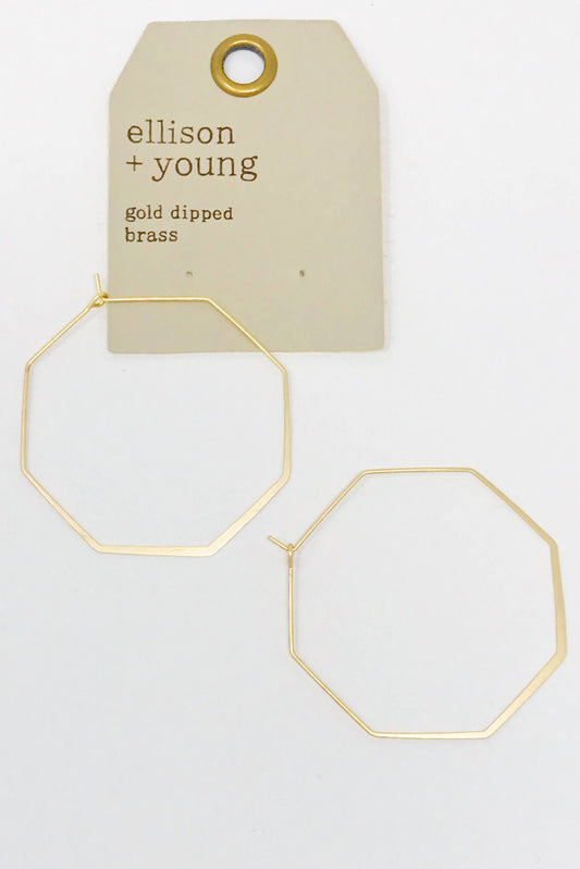 Octagon Wire Hoop Earrings