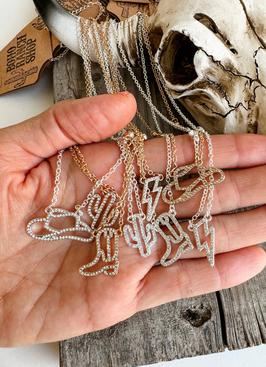 Dainty Silver Cowboy Boot Necklace