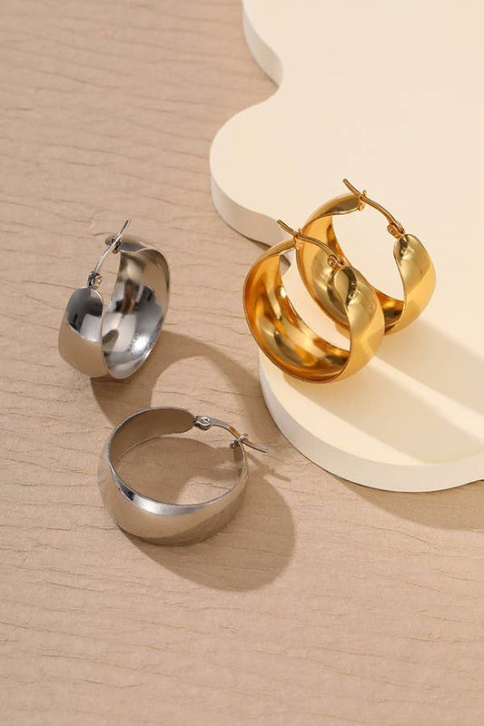 18K SS Huggie Hoops