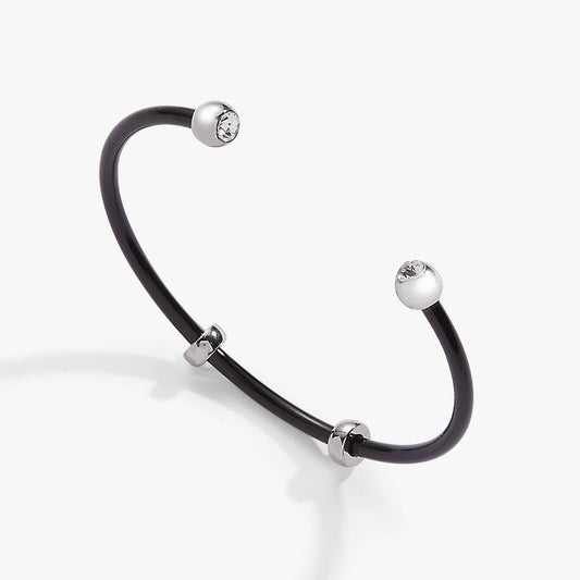 Bezel Stone Enamel Cuff, Black