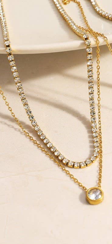 18K STAINLESS STEEL LAYERED NECKLACE