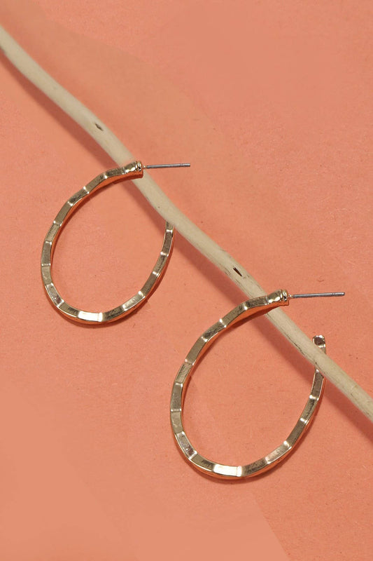 Textured Gold Oval Hoop Earrings