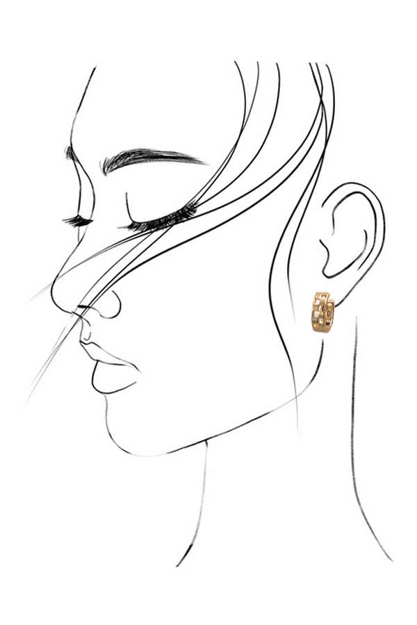 Mini Checkered Huggie Earrings