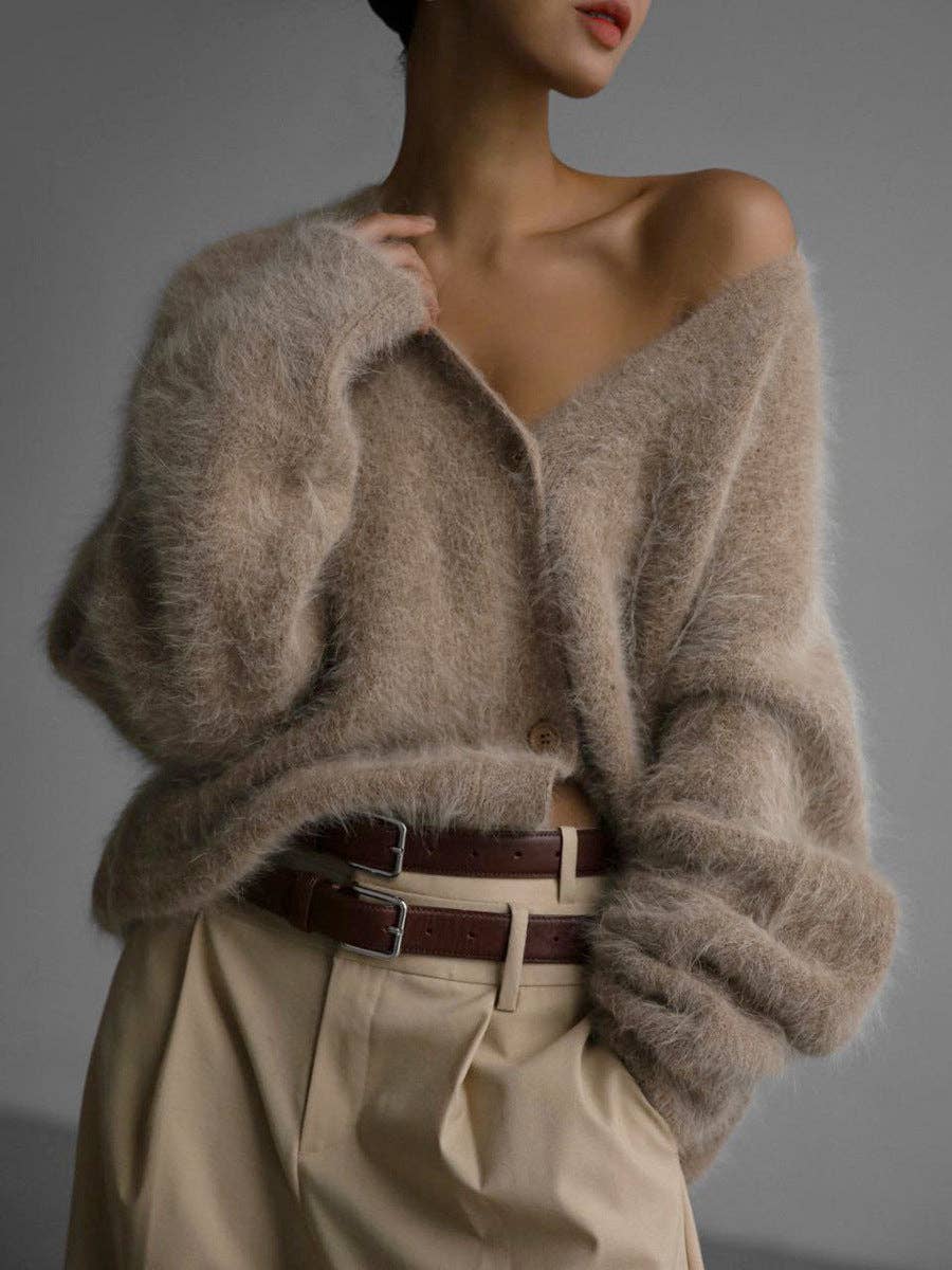 Cozy Faux Mink Knit Cardigan/Sweater