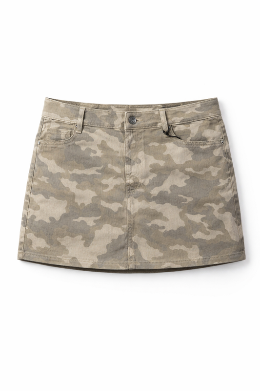 Tan Camo Mini Skirt