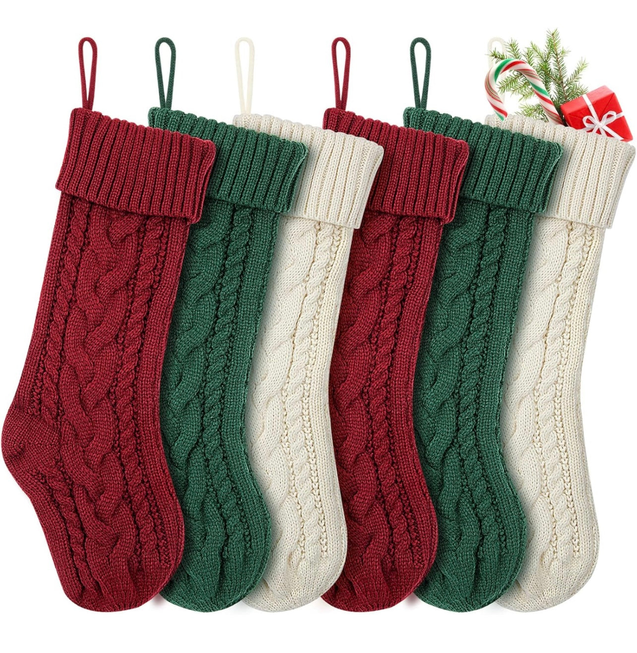 18" Knit Christmas Stocking w/ embroidery