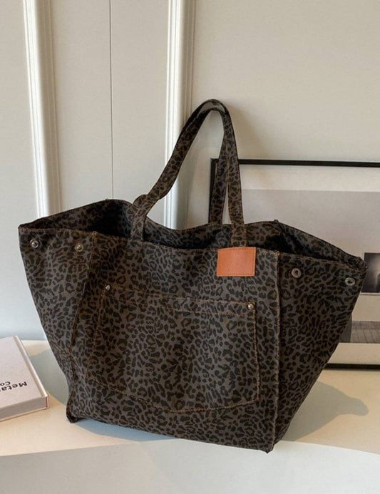 Leopard Shoulder Tote Bag-Large