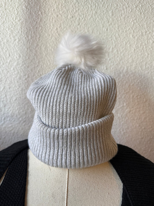 Pacific Headwear Knit Pom Beanie - White/Grey