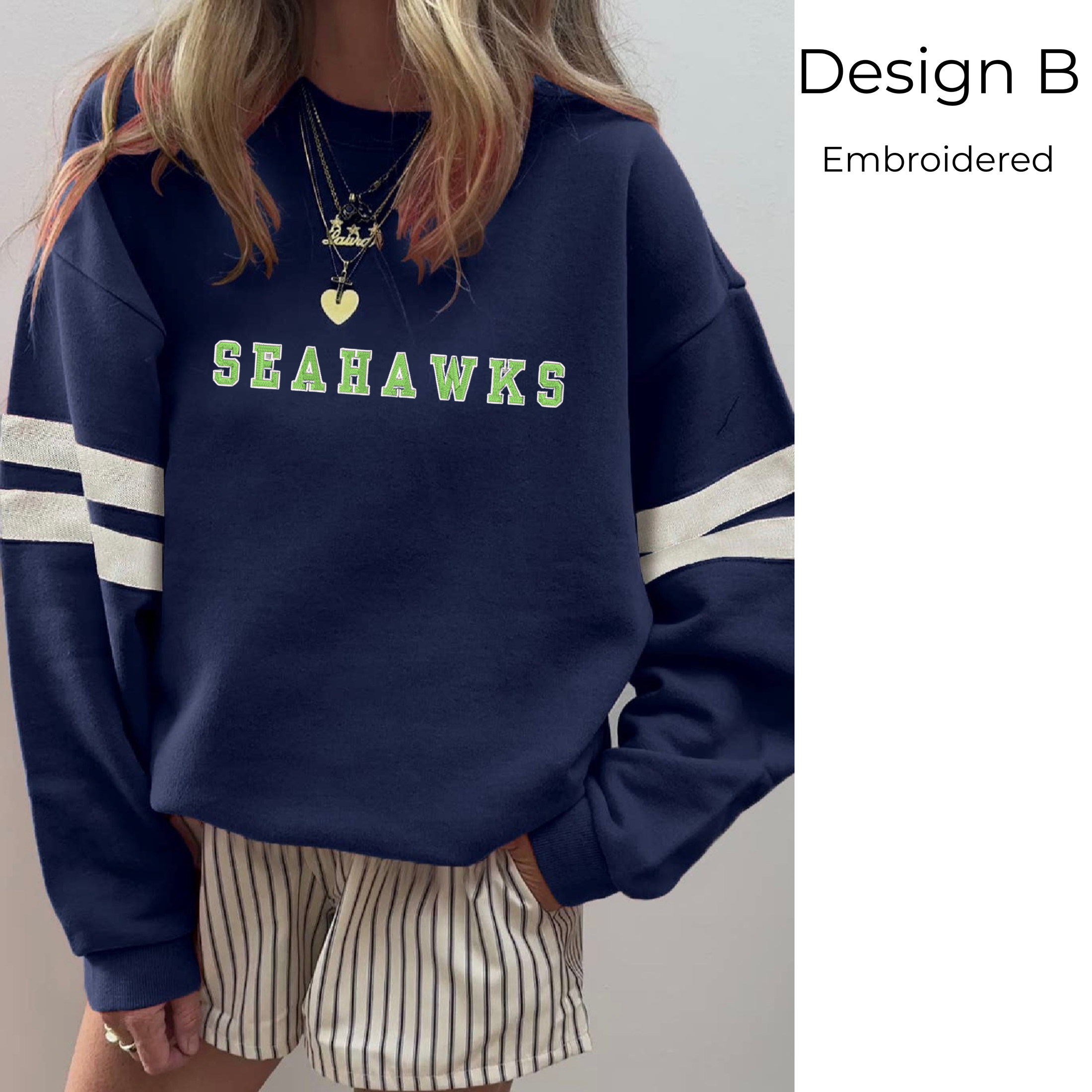 Varsity Striped Sweatshirt - Seahawks