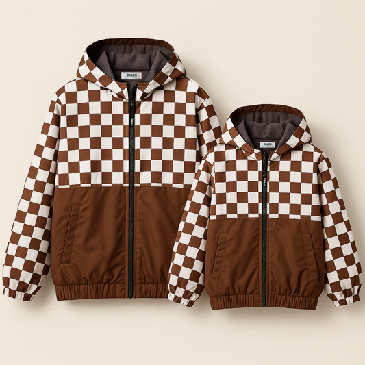 Checkered Windbreaker - Brown