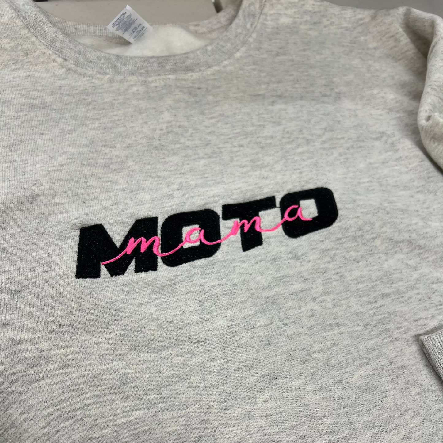 Moto Mama W/ Side Bows Embroidered Crewneck