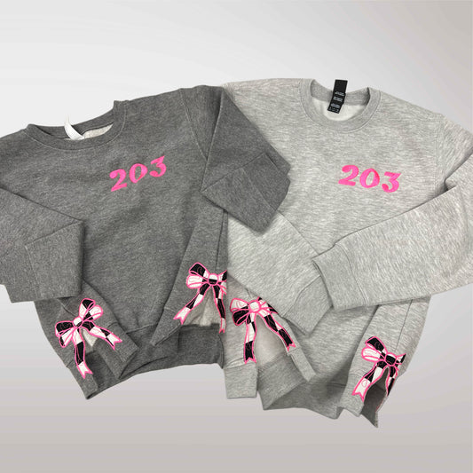 Side Bows Embroidered Crewneck Sweatshirt - Toddler/Youth