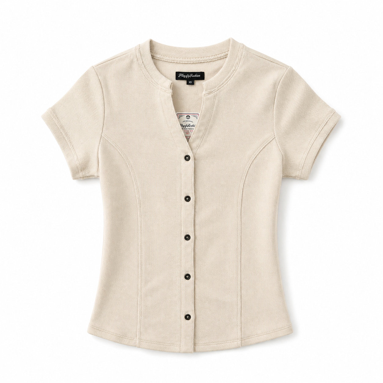 Aurora Cream Y Neck Tee