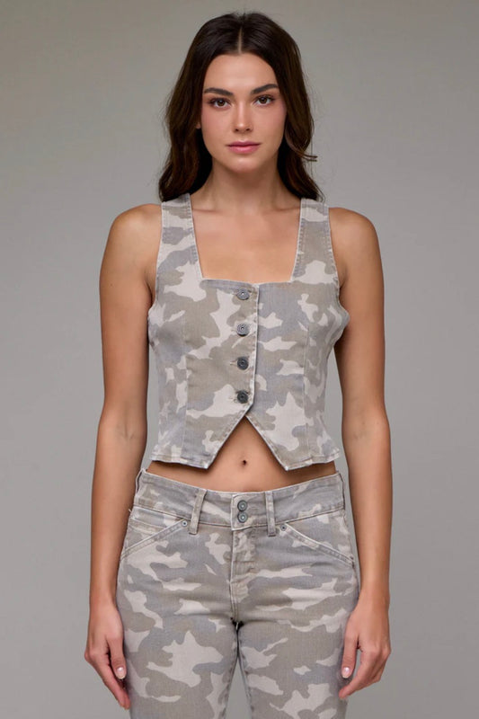 Tan Camo Button Up Tank