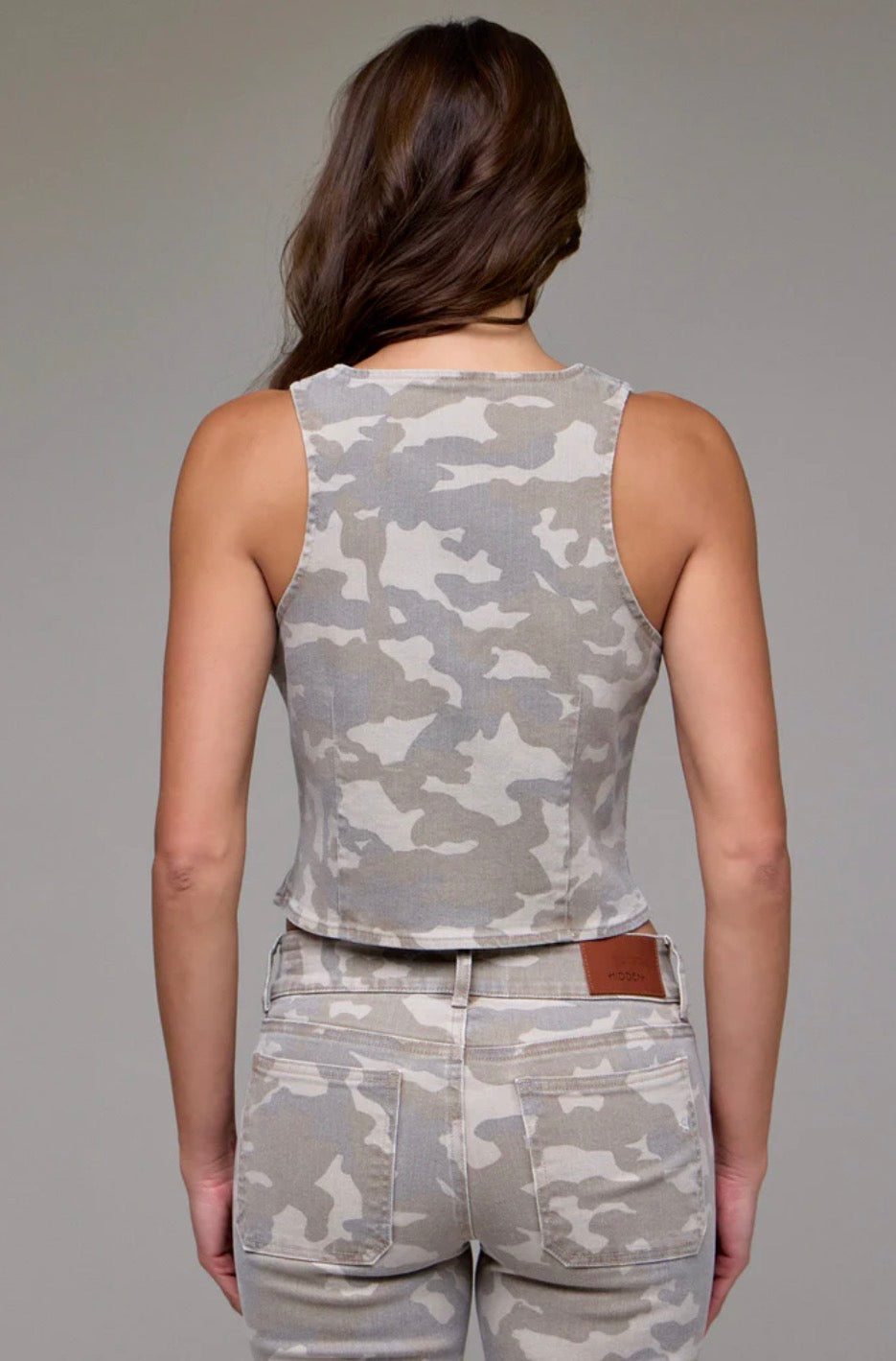 Tan Camo Button Up Tank