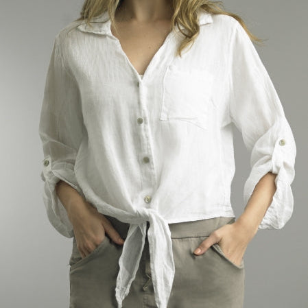 Mauve Linen Tie Blouse