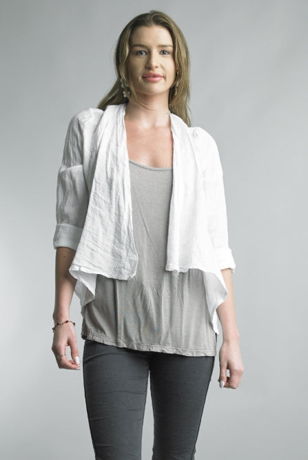 White Short Linen Jacket