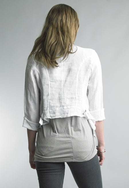White Short Linen Jacket
