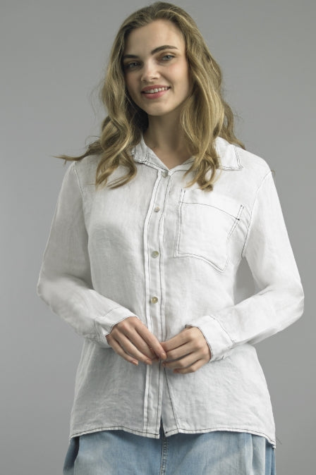 White Stitch Trim Shirt