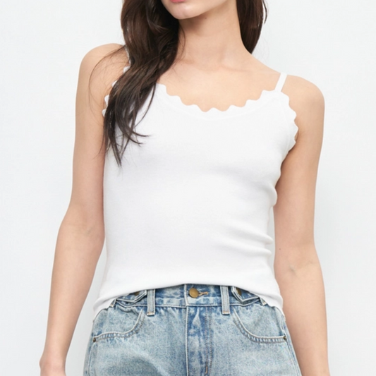 Scallop Edge Sweater Tank Top