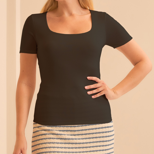 Square Neck Short Sleeve Top
