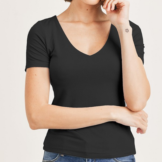 Short Sleeve V Neck Top