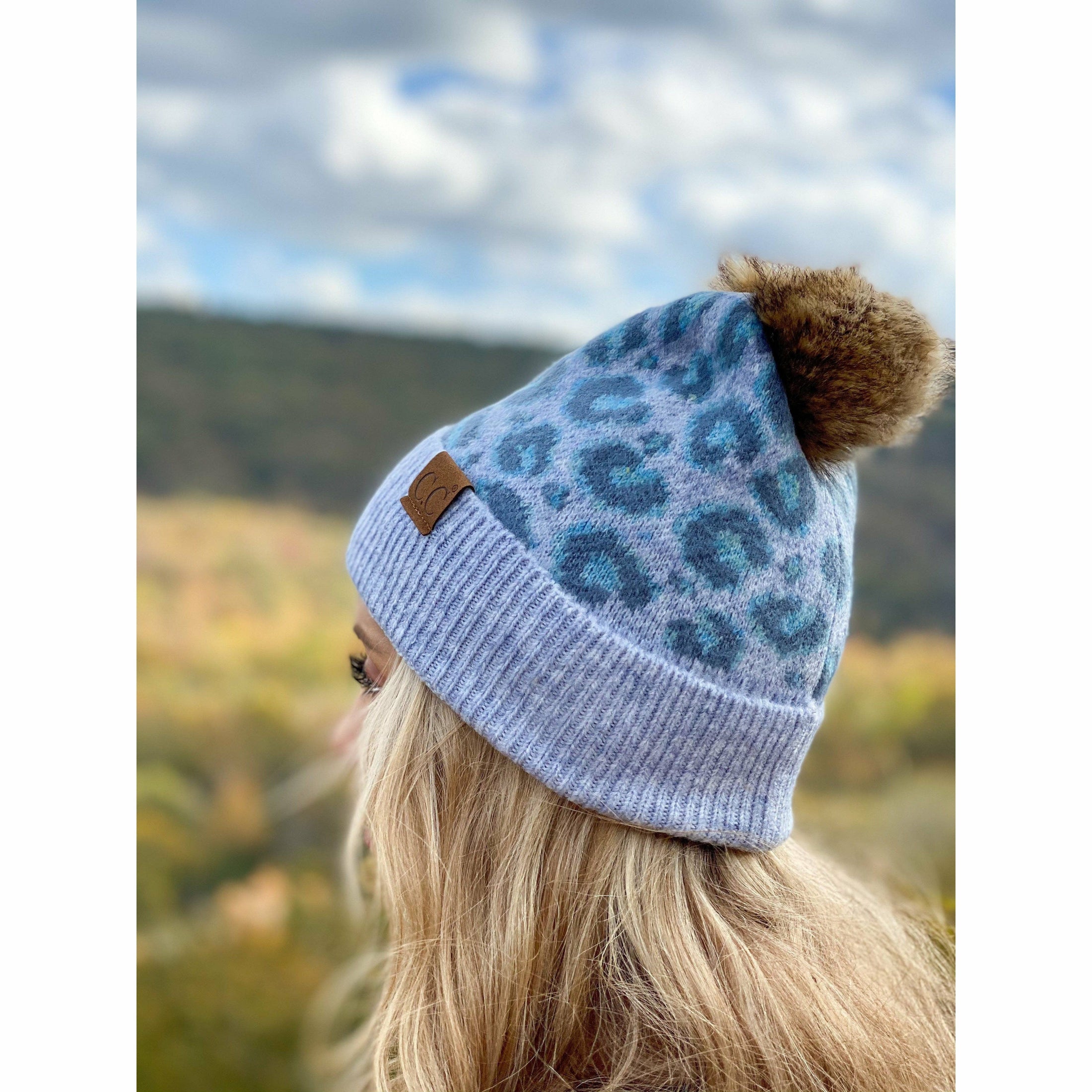 Leopard Faux Fur Pom Beanie