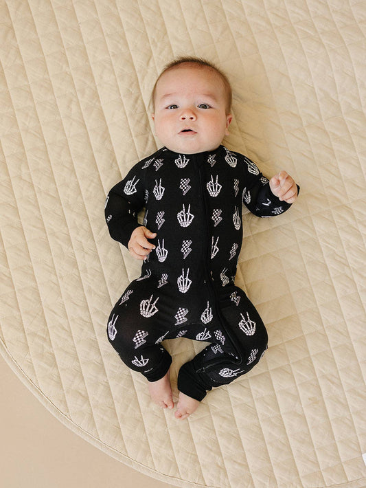 Skelly Vibes Bamboo Baby Zip Romper