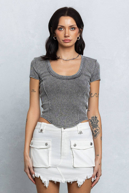 Washed Rib Crop Top