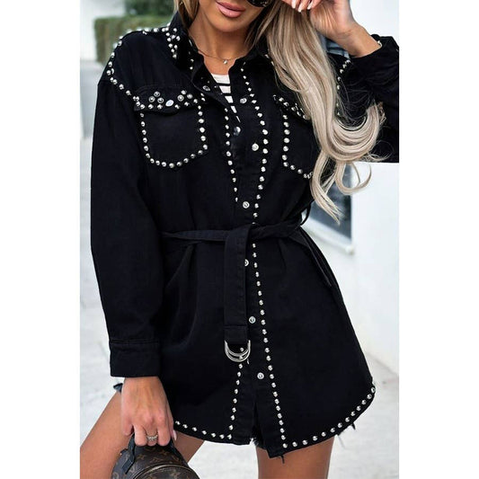 Retro Street Rivet Loose Denim Jacket