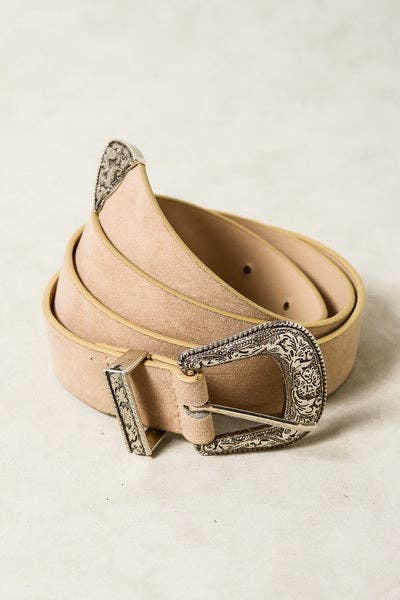 BEIGE WESTERN BUCKLE BELT