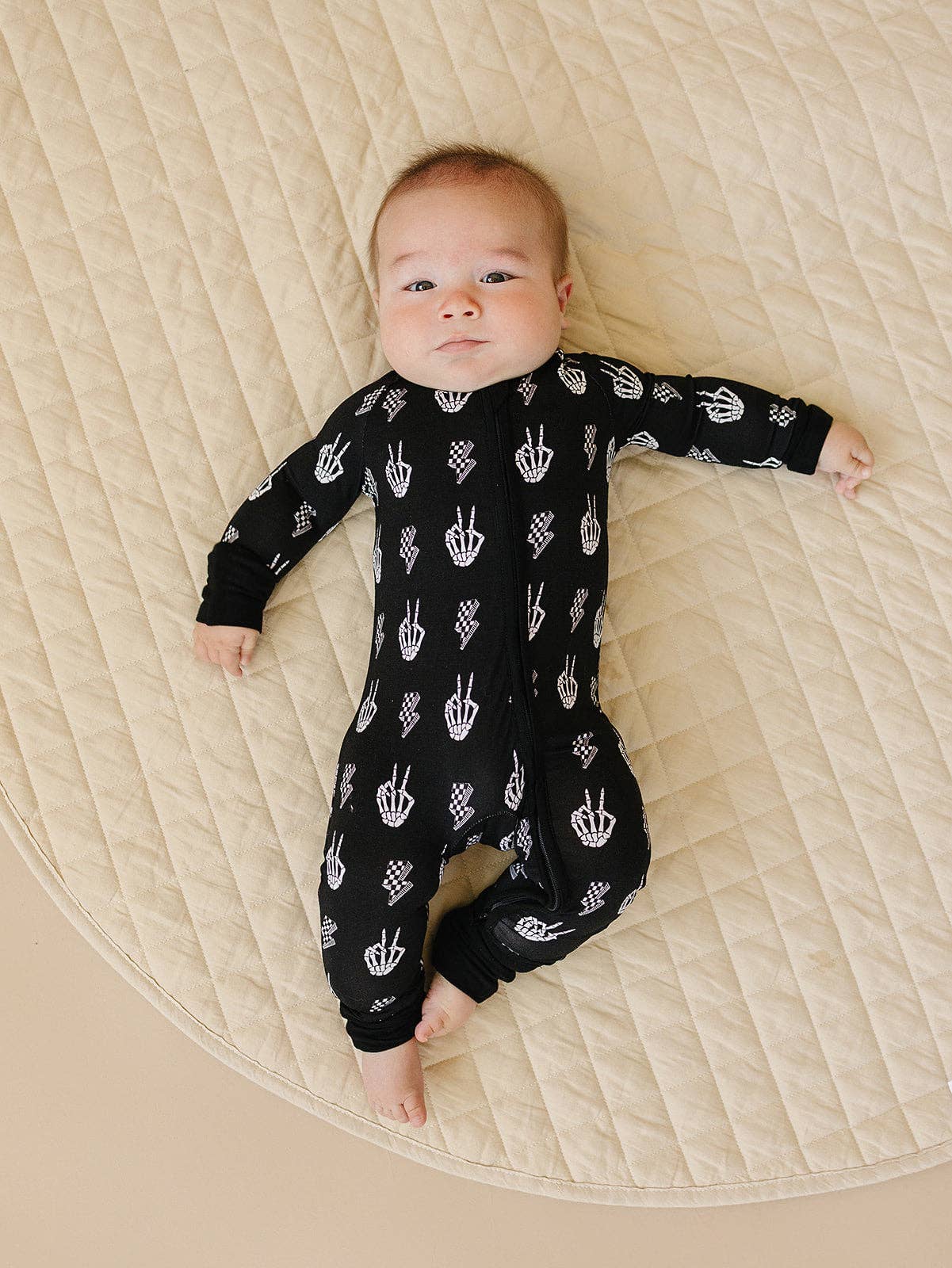 Skelly Vibes Bamboo Baby Zip Romper