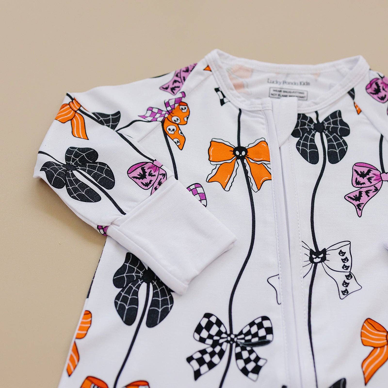 Spooky Bows Bamboo Baby Zip Romper