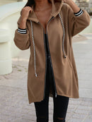 Red Hooded Zip Up Sweatshirt