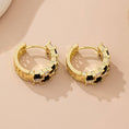 Load image into Gallery viewer, Checker Black & Crystal Baguette Hoop Earrings
