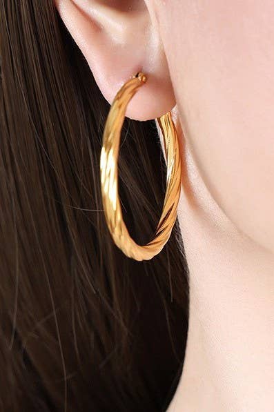 18K Stainless Steel Gold Hoop