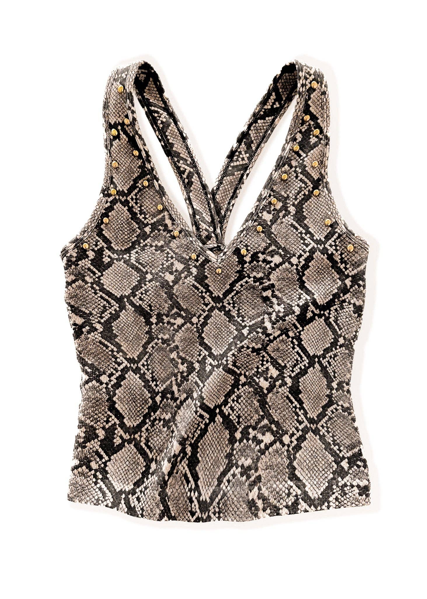 Studded Snake V-Neck Brami