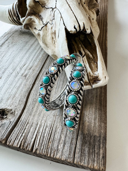 Boho Stone Hoop Earrings