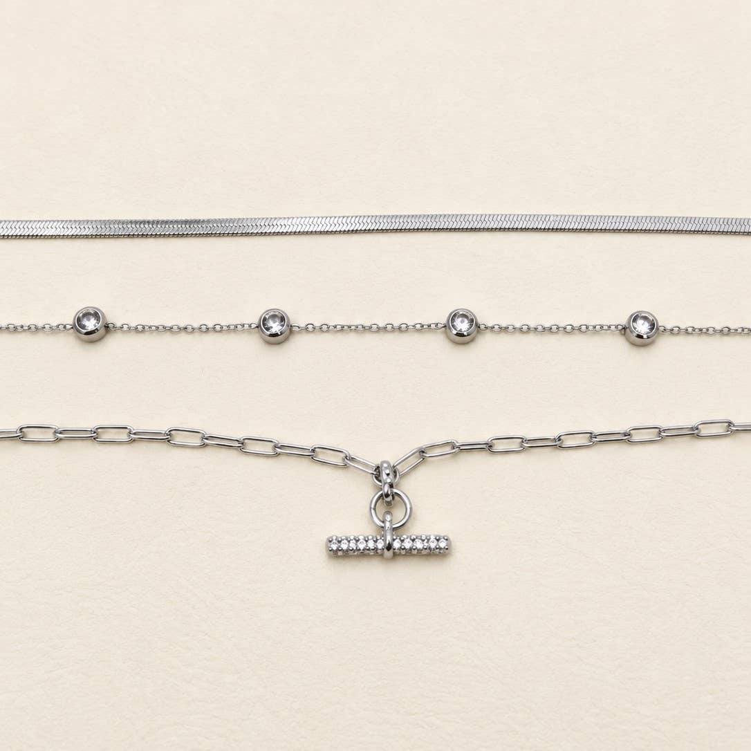 STAINLESS STEEL LAYERED NECKLACE SET