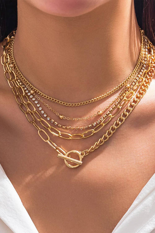 Gold Layered 5pc Necklaces Set