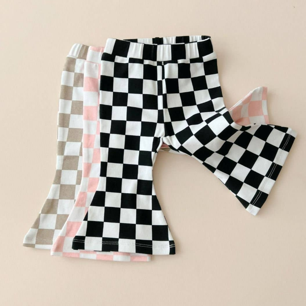 Checkered Flare Pants | Black