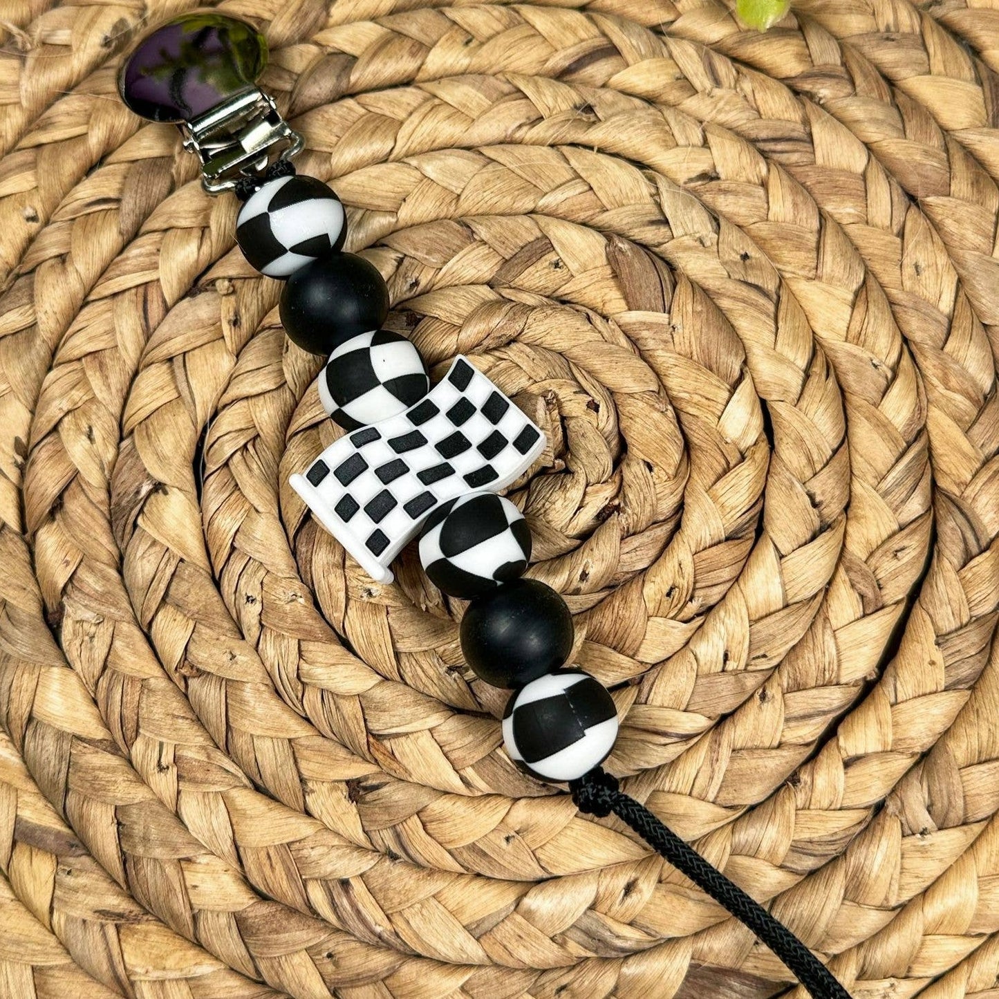 Checkered Flag Pacifier Clip